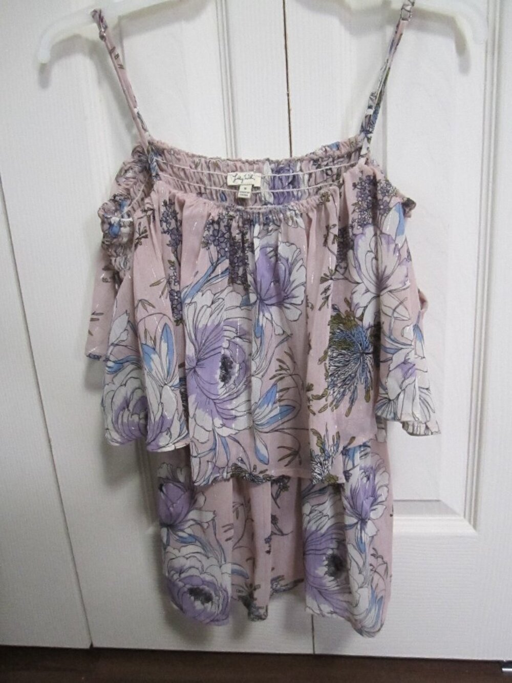 Lily White Floral Off-Shoulder Blouse in Lavender and Light Pink